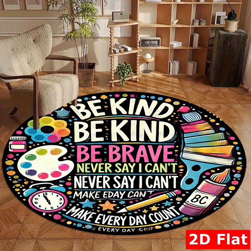 School Kids Education Quotes - Tappeto rotondo in flanella con citazione