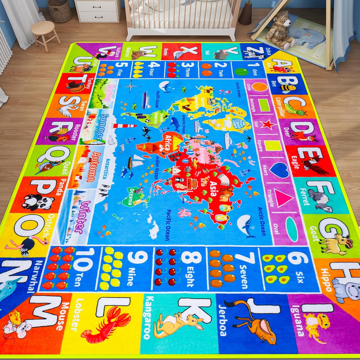 Kids Education World - Tappeto Gioco Educativo per Bambini con