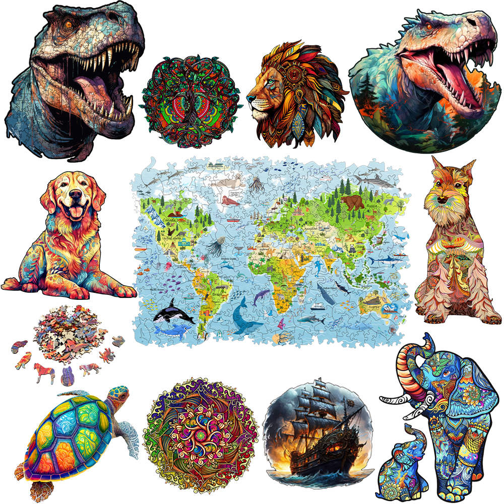 Puzzle Map World - Puzzle in legno fai-da-te per bambini