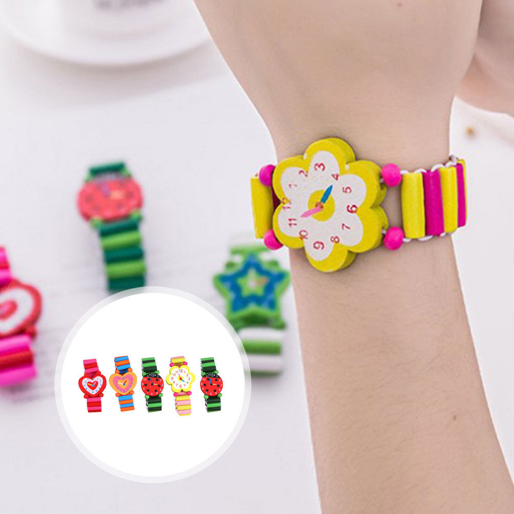 Kids Educational Watch - 5 Pezzi Orologio in Legno per