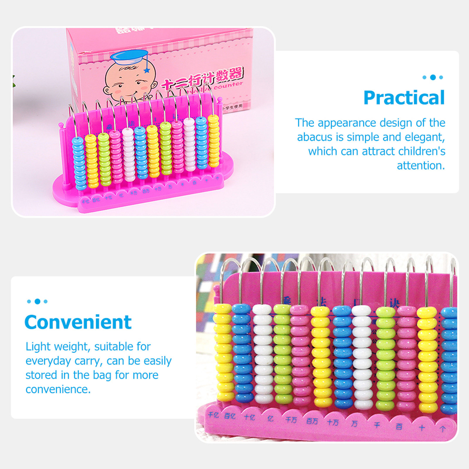 Abaco a 12 Aste in Plastica, S - Kids Education Calculator recensione e prezzo